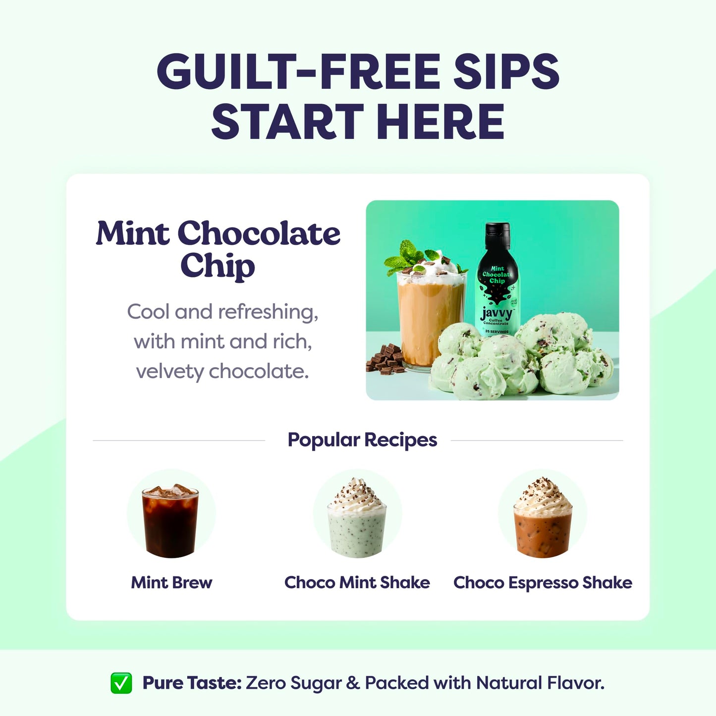 Javvy Coffee Concentrate - Mint Chocolate Chip Cold Brew Coffee, 6 Fl Oz, Perfect for Hot or Iced Drinks, 35 Servings