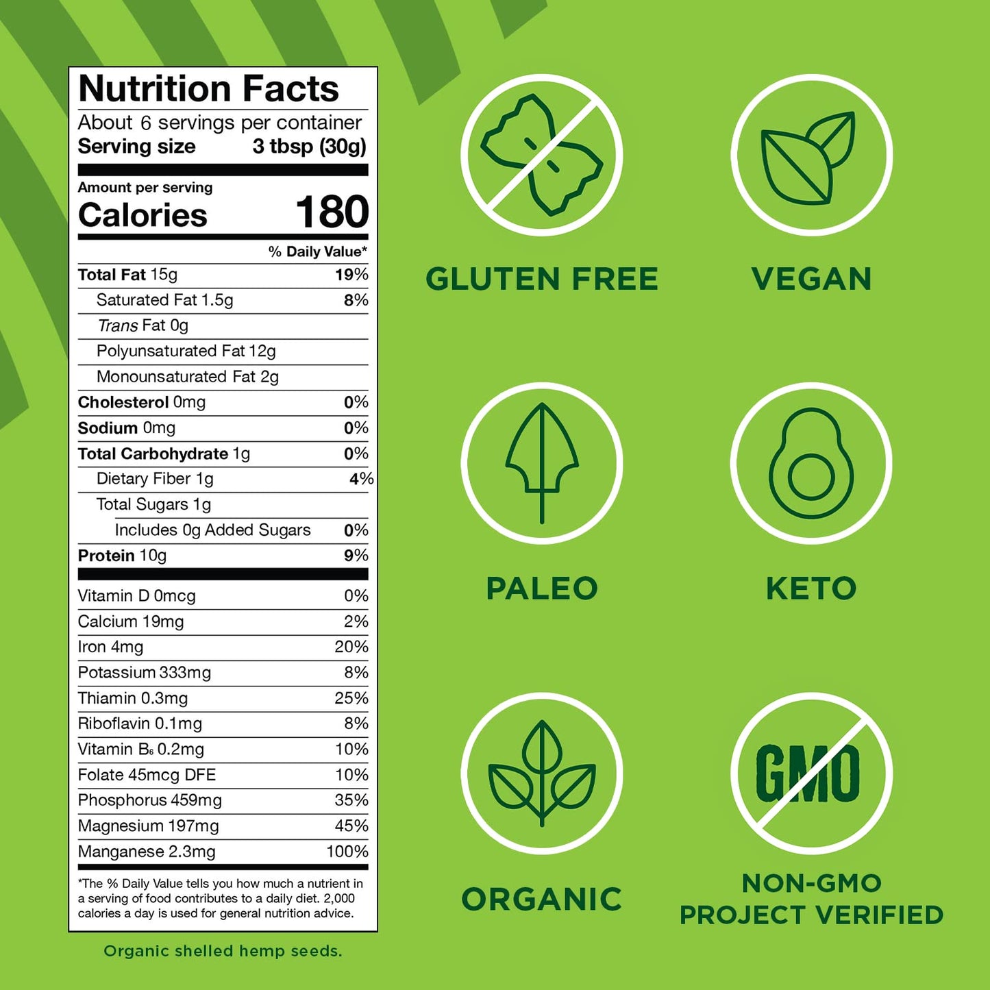Manitoba Harvest Organic Hemp Seeds, 7oz - 10g Protein, 12g Omega 3 & 6, Non-GMO, Vegan, Keto, Gluten Free, Perfect for Smooth