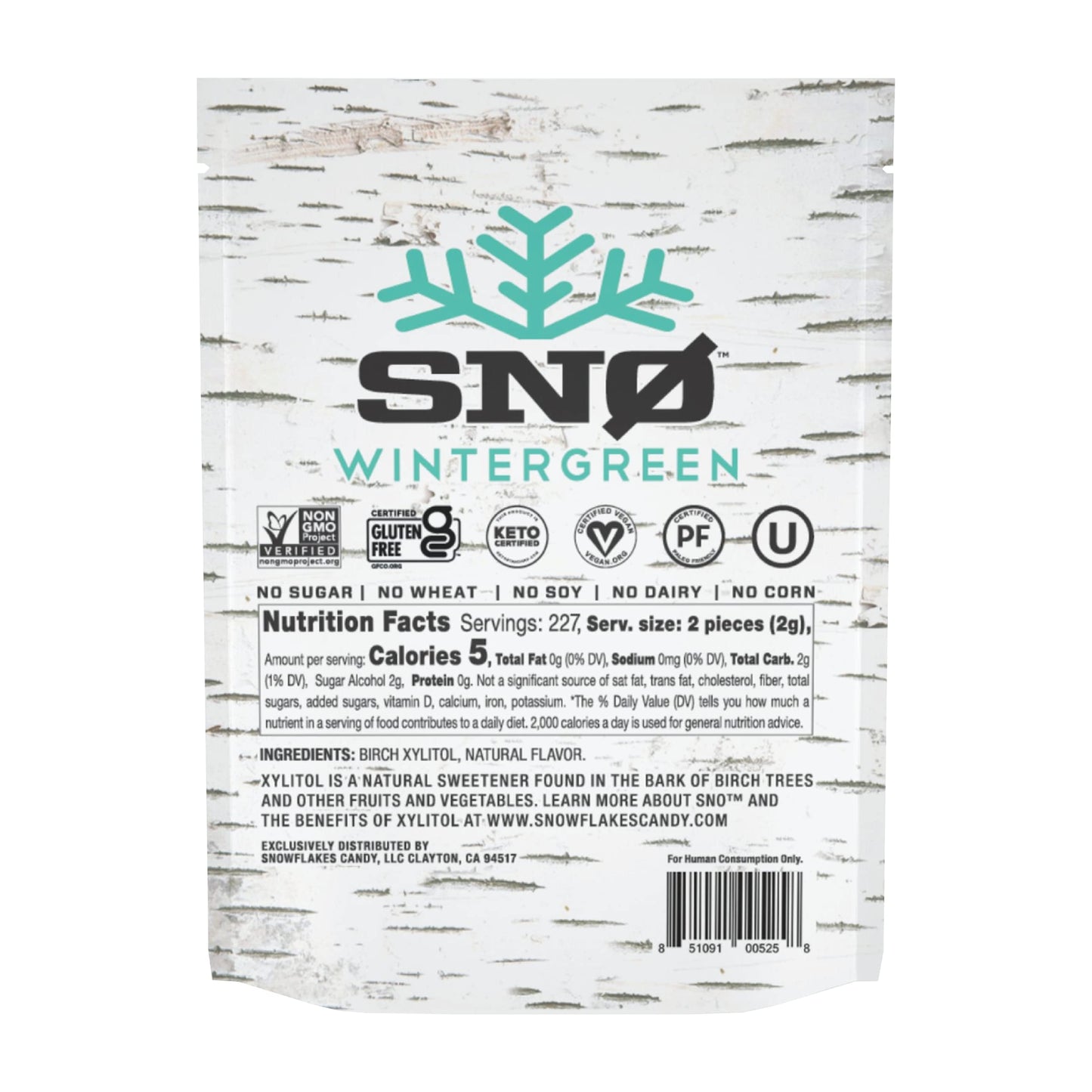 Wintergreen Xylitol Candy Chips - Sn 1Lb Bag - Handcrafted W/Only 2 Ingredients | Diabetic-Friendly, Non-Gmo, Vegan, Keto, Gf &