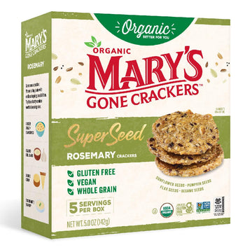 Marys Gone Crackers Super Seed Crackers, Organic Plant Based Protein, Gluten Free, Rosemary, 5 Ounce (Pack Of 1)