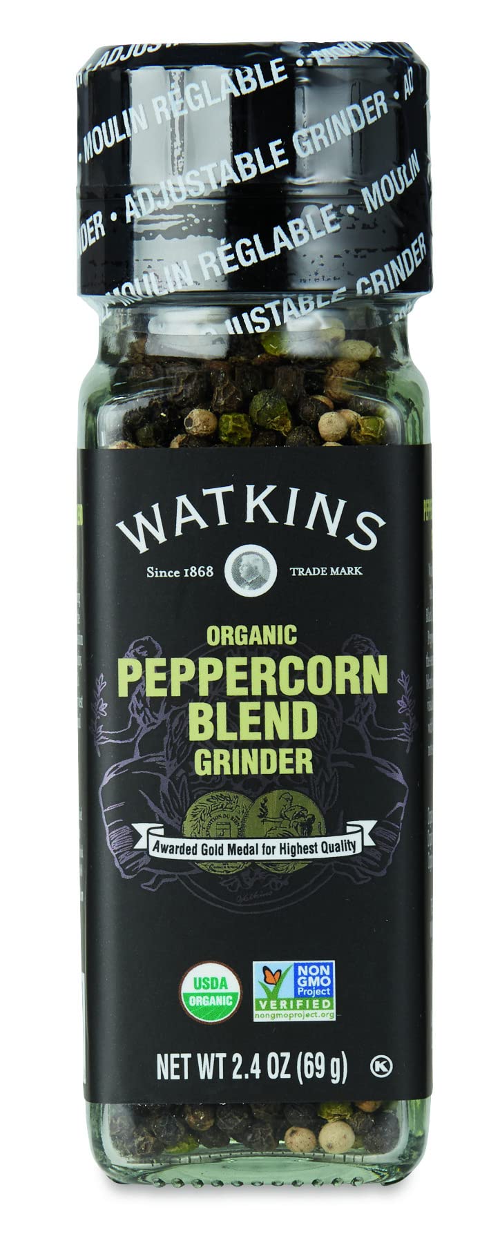 Watkins Organic Peppercorn Blend Grinder 2.4 Oz