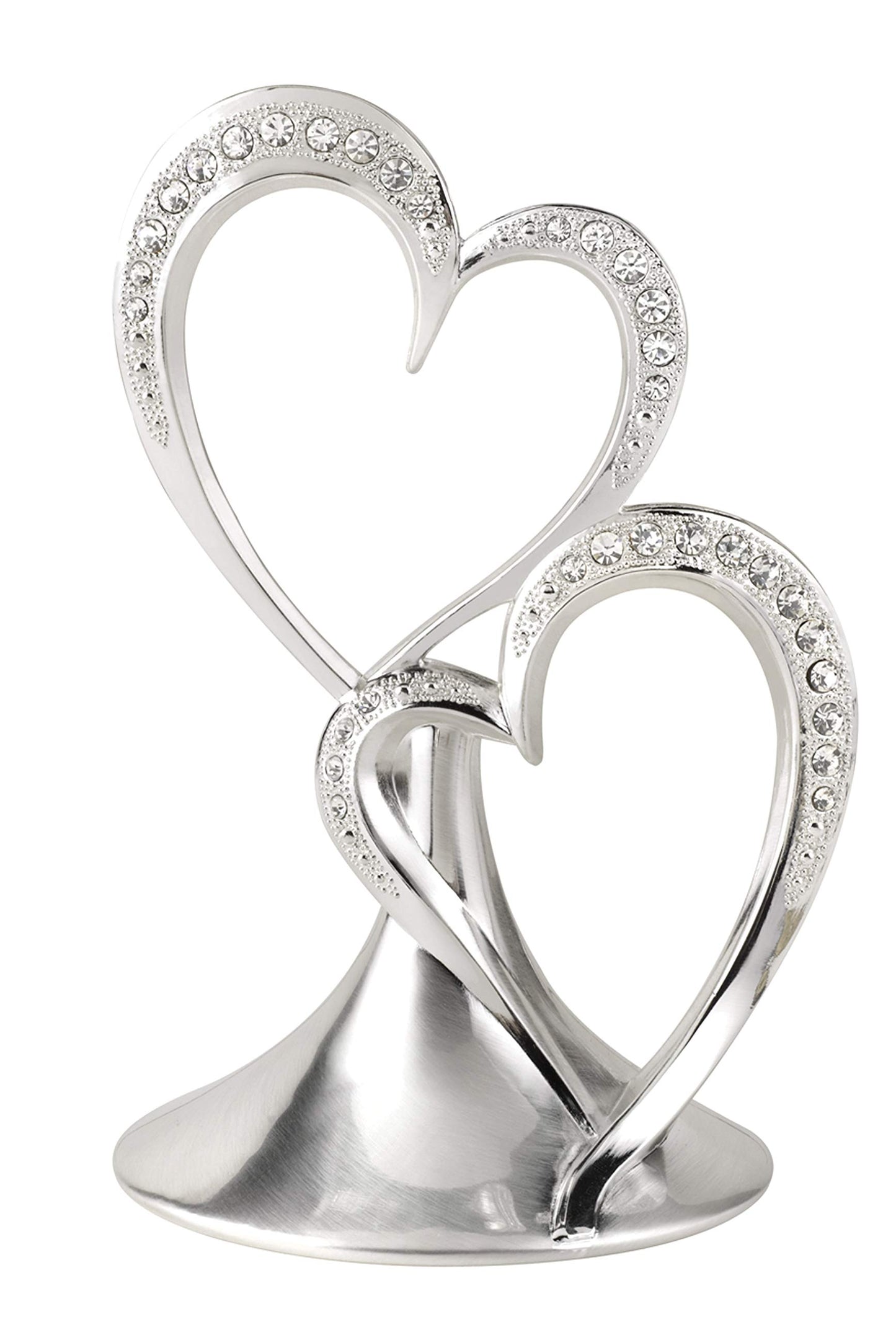 Hortense B. Hewitt Sparkling Love Double Hearts Anniversary, Engagement, Wedding Cake Topper, 5.5-Inches, Metal With Rhinestones