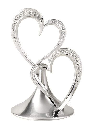 Hortense B. Hewitt Sparkling Love Double Hearts Anniversary, Engagement, Wedding Cake Topper, 5.5-Inches, Metal With Rhinestones