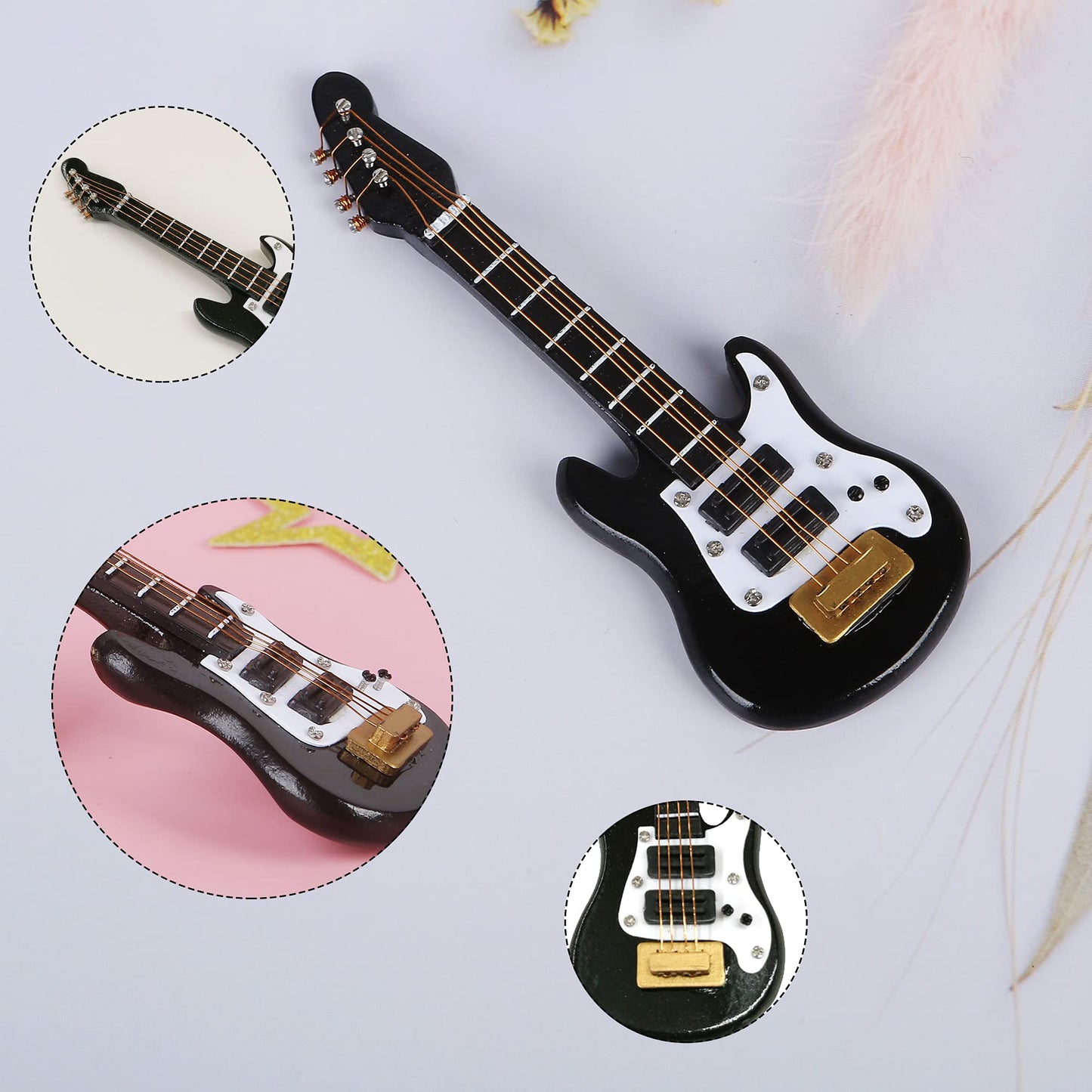 24Pcs Guitar Cake Toppers Music Note Birthday Cake Toppers 1:12 Guitar Model Decorations For Musician Party Birthday Party Rock
