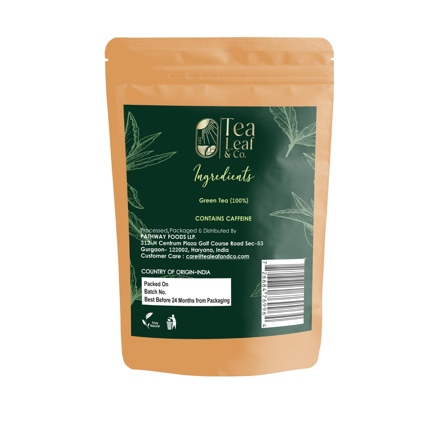Tea Leaf & Co. Classic Green Tea Loose Leaf - 100% Organic - Low Caffeine - 50 Servings - 3.52oz/100gm
