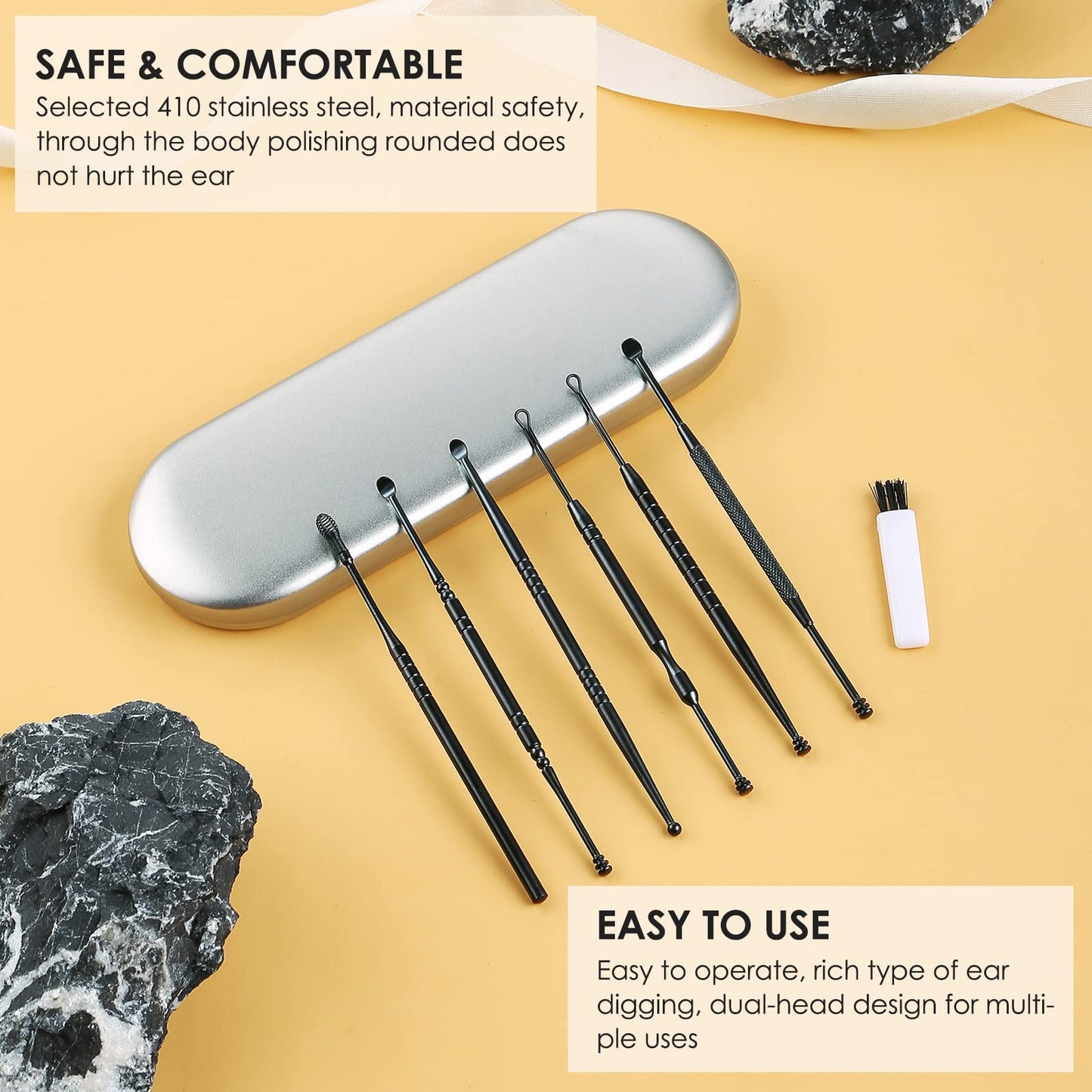 Ear Cleaning Kit,Safe Ear Wax Removal Tool,Earwax Removal Kit,Easy To Use,Painless Ear Pick,With Storage Box And Cleaning Brush
