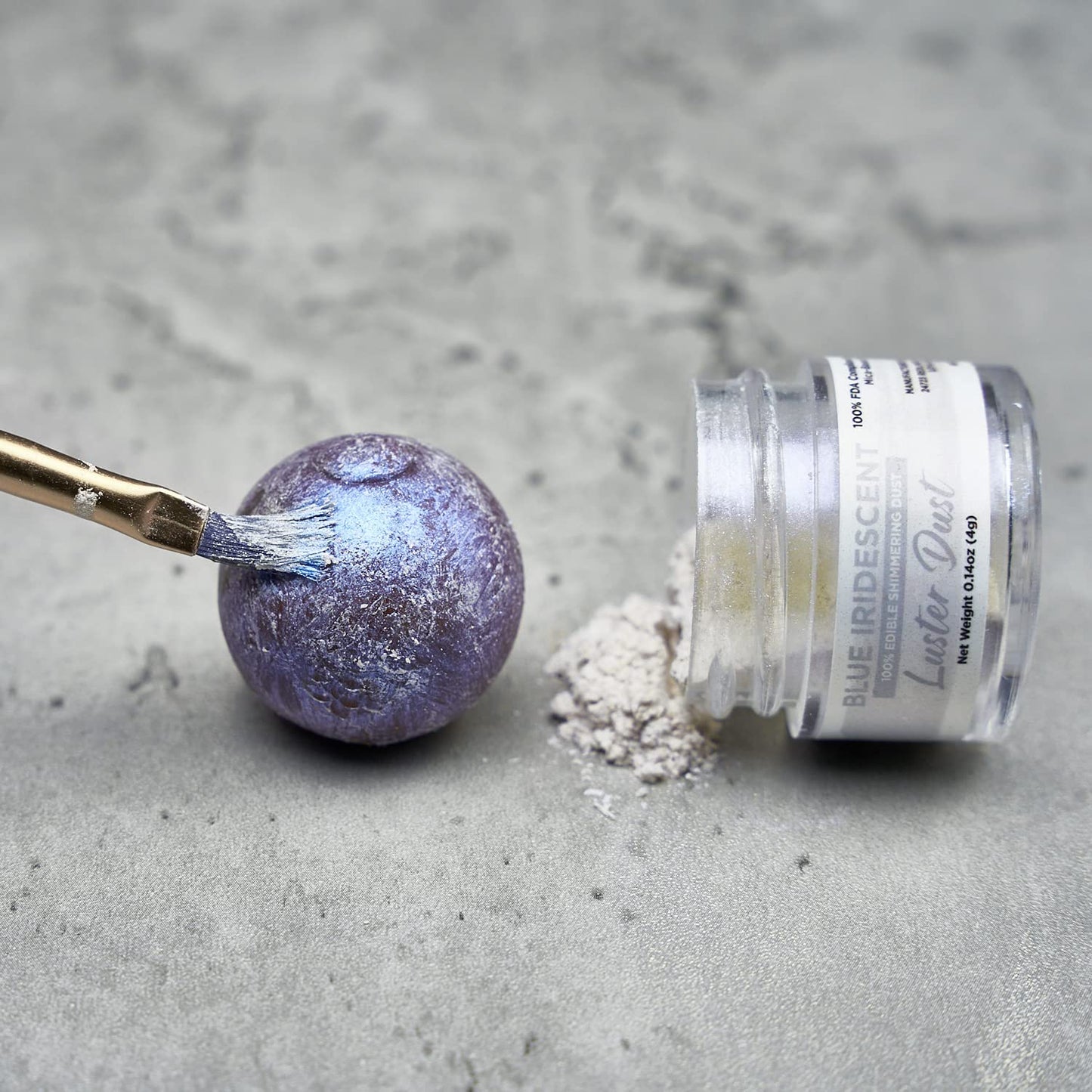 Luster Dust - Blue Iridescent (4G 1X Jar) | Edible Vegan Dust & Paint For Cake Decorating, Ice Cream, Desserts, Cocktails And Be