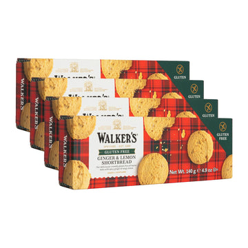 Walker'S Shortbread Gluten Free Ginger & Lemon Cookies, Pure Butter Shortbread Cookies, 29.4 Oz (Pack Of 6)