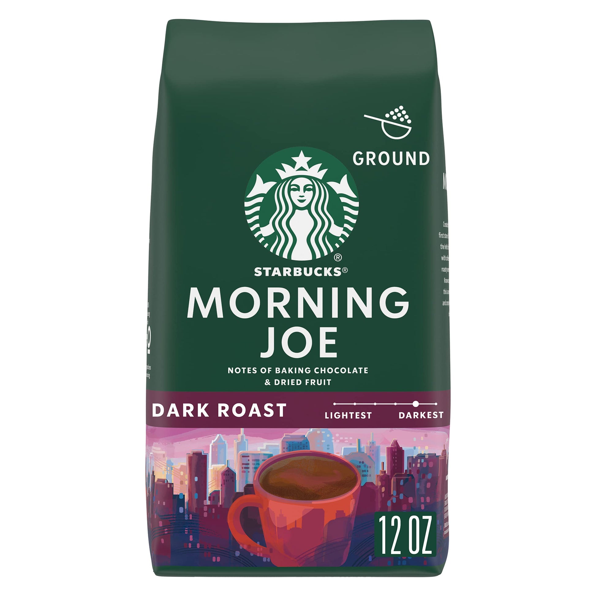 Starbucks Ground Coffee, Dark Roast Coffee, Morning Joe, 100% Arabica, 1 Bag (12 Oz)