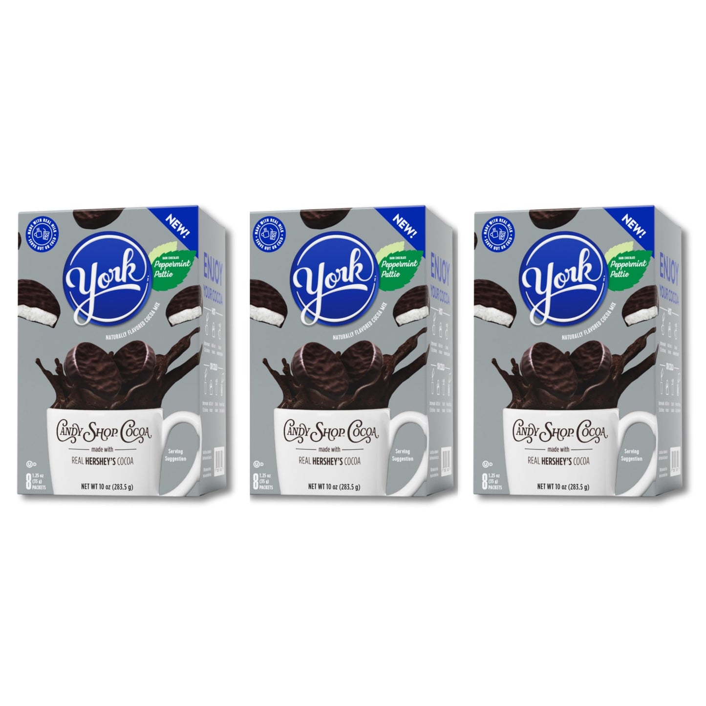 Candy Shop YORK Peppermint Pattie Cocoa Mix, Hot Chocolate, Make Hot or Iced, Made With Real Milk, Gluten Free, 1.25 oz Packet (