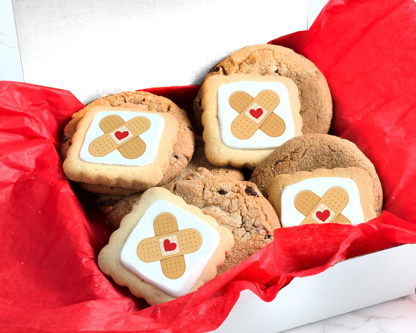 Get Well Soon Cookies Care Package Gift Basket Chocolate Chip Fudge Filled Decorated For Men Women Kids | Individually Wrapped |