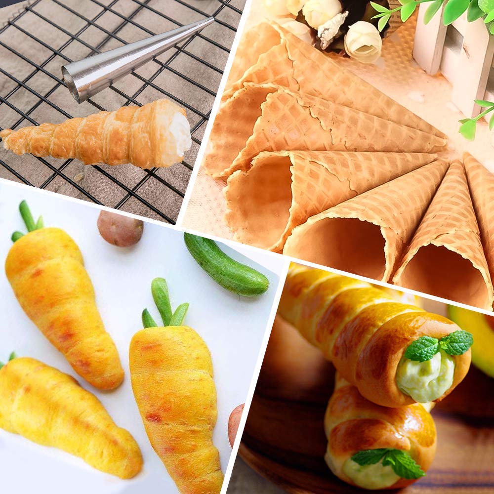 Fantasyday Non-Stick Cream Cannoli Tubes, 20 Pcs Stainless Steel Baking Cones Pastry Roll Horn Croissant Mold Cannoli Shells - Pastry Baking Set For Christmas Cake Anniversary Party