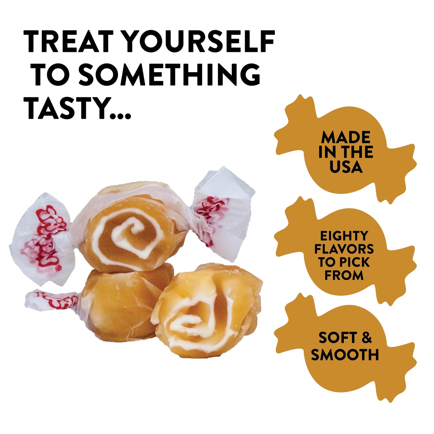 Taffy Town Saltwater Taffy, Caramel Swirls, 2.5 Pound