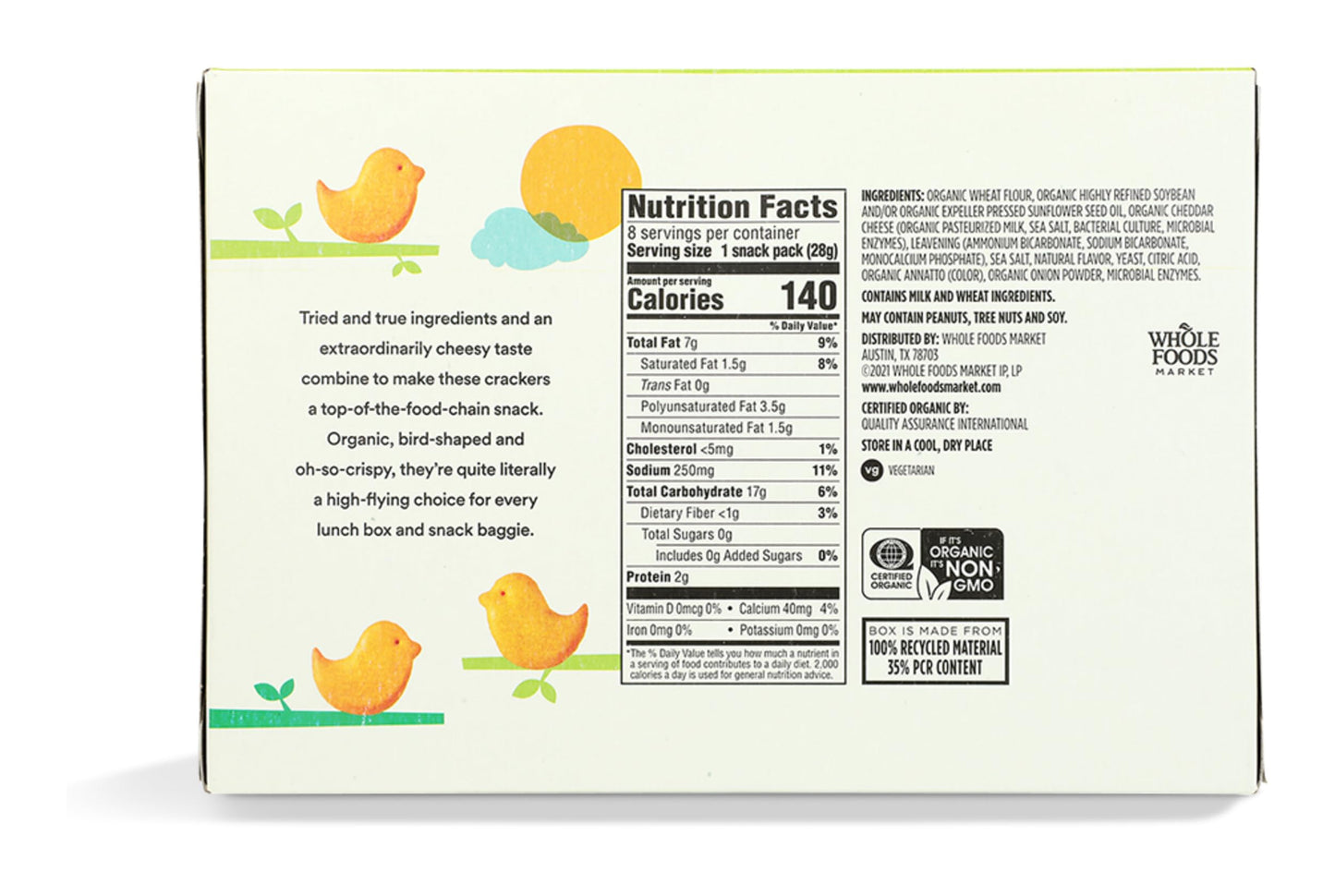 365 by Whole Foods Market, Organic Cheddar Chicks Crackers, 8 Pack