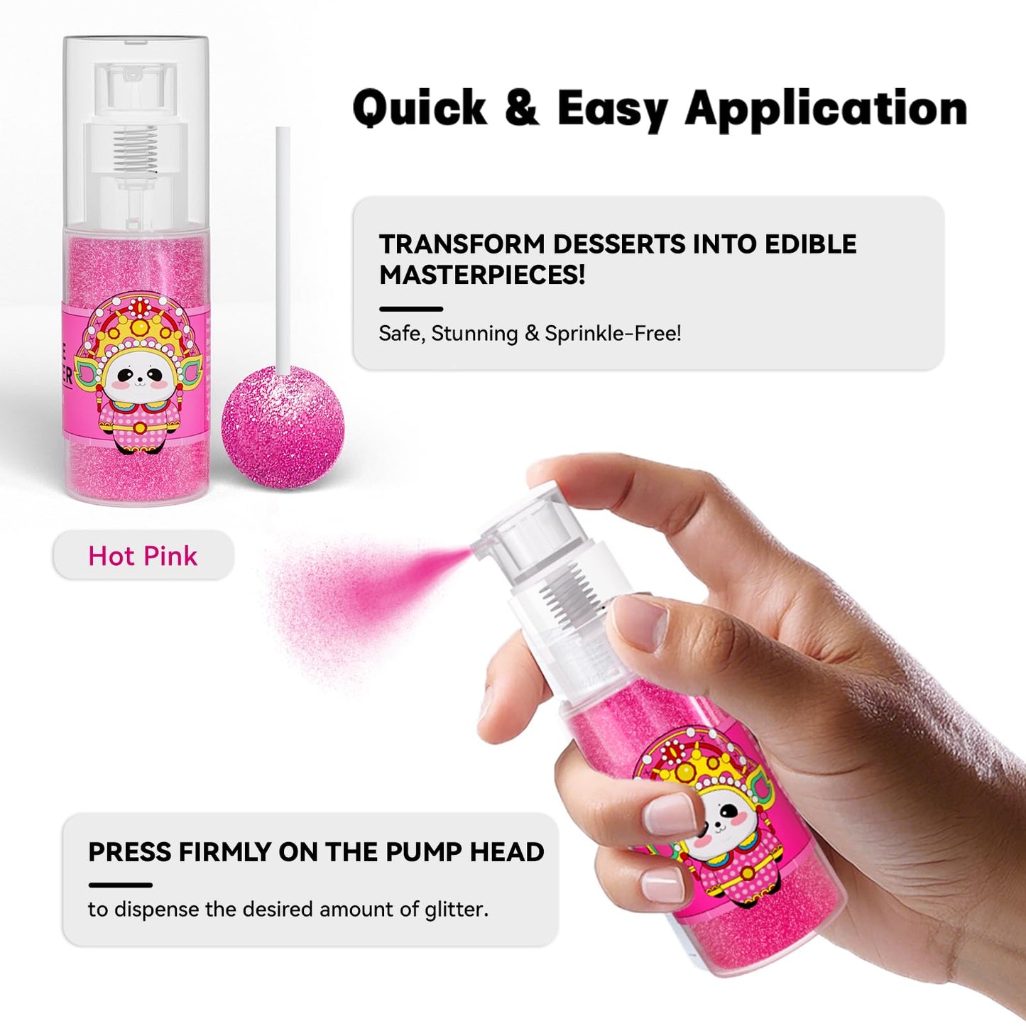 CAKESTAR Edible Glitter Spray, 10g Luster Dust for Cakes & Drinks, Hot Pink