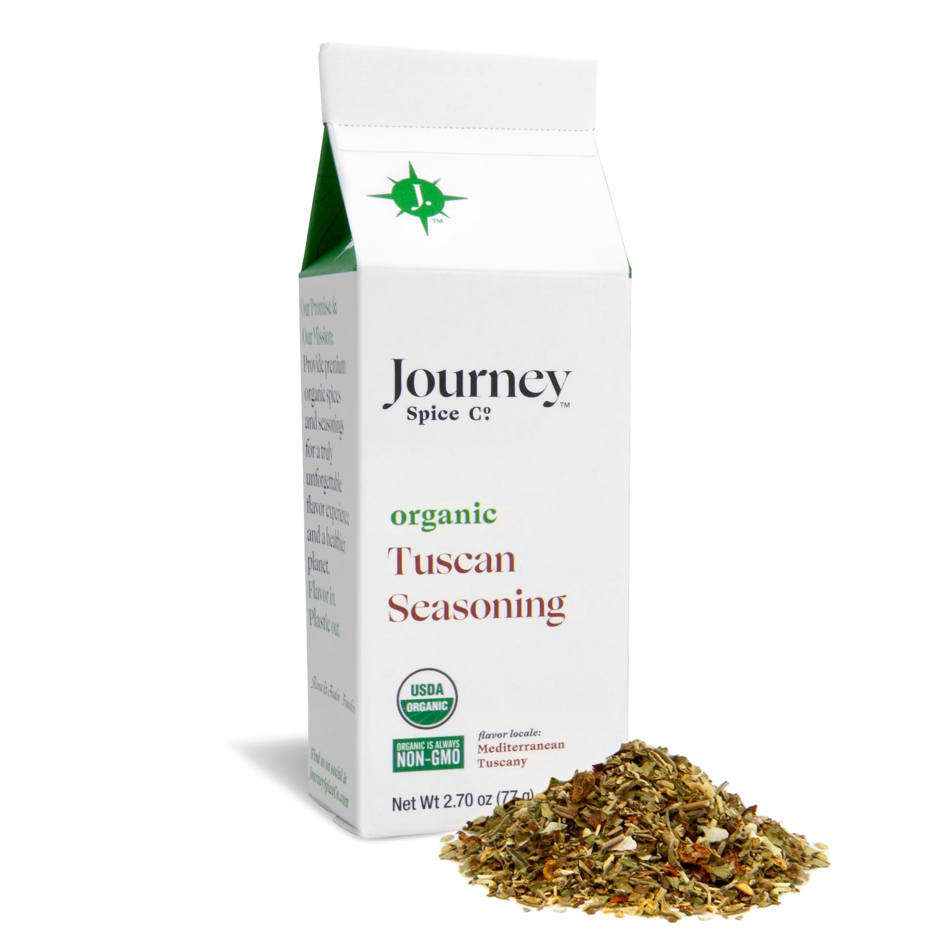 Journey Spice Co. Organic Tuscan Seasoning | Salt-Free, Non-GMO | 2.7 oz Resealable Cap