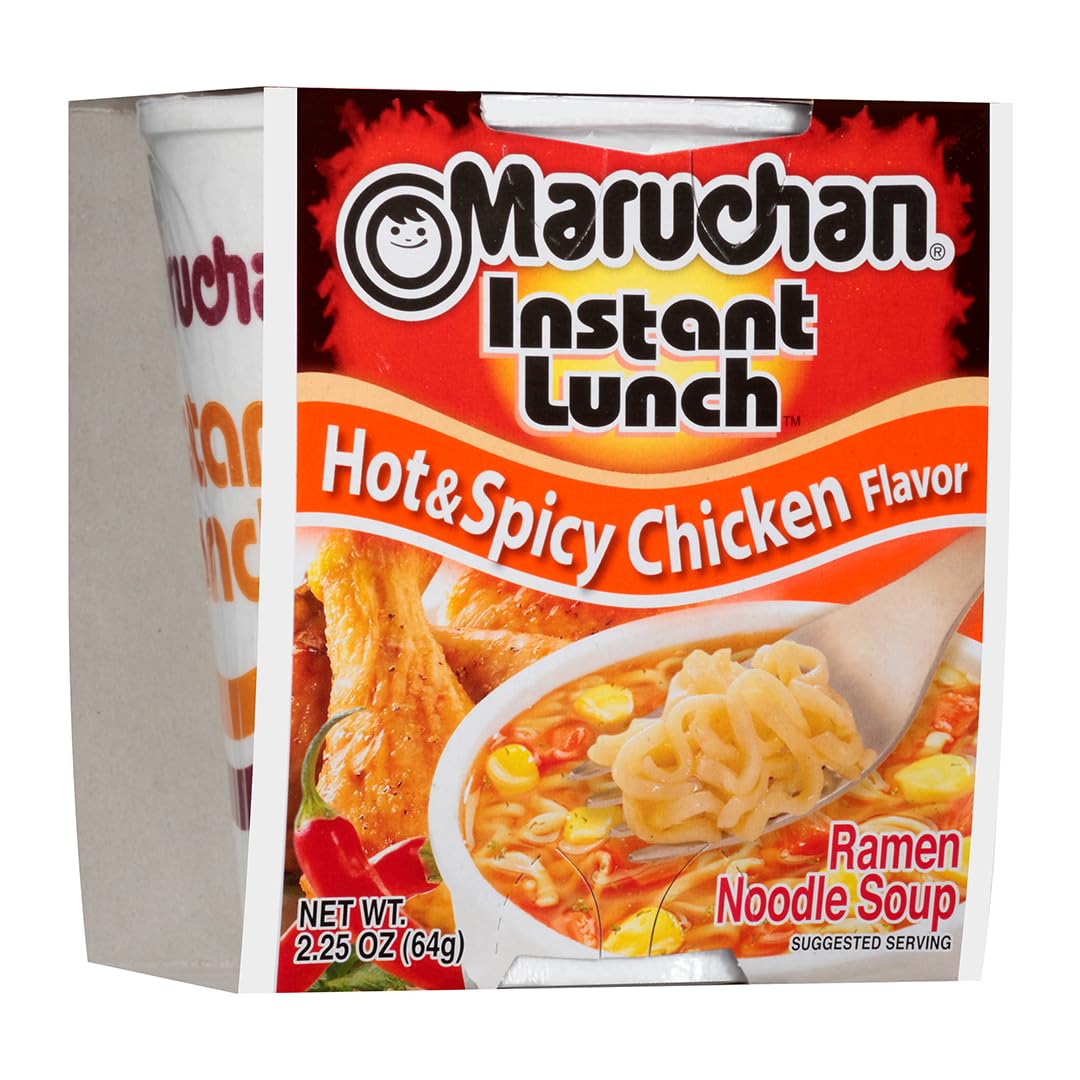 Maruchan Instant Lunch Hot & Spicy Chicken Ramen Noodle Soup, Microwaveable Meal, 2.25 Oz, 12 Count Pack