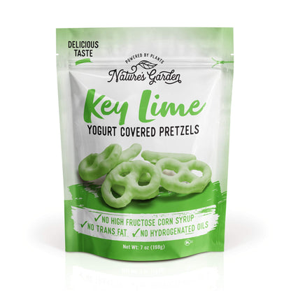 Natures Garden Key Lime Yogurt Covered Pretzels - No Trans Fat, Indulgent Snack, Key Lime Pie Flavored Pretzels - 7 Oz Bag (Pac
