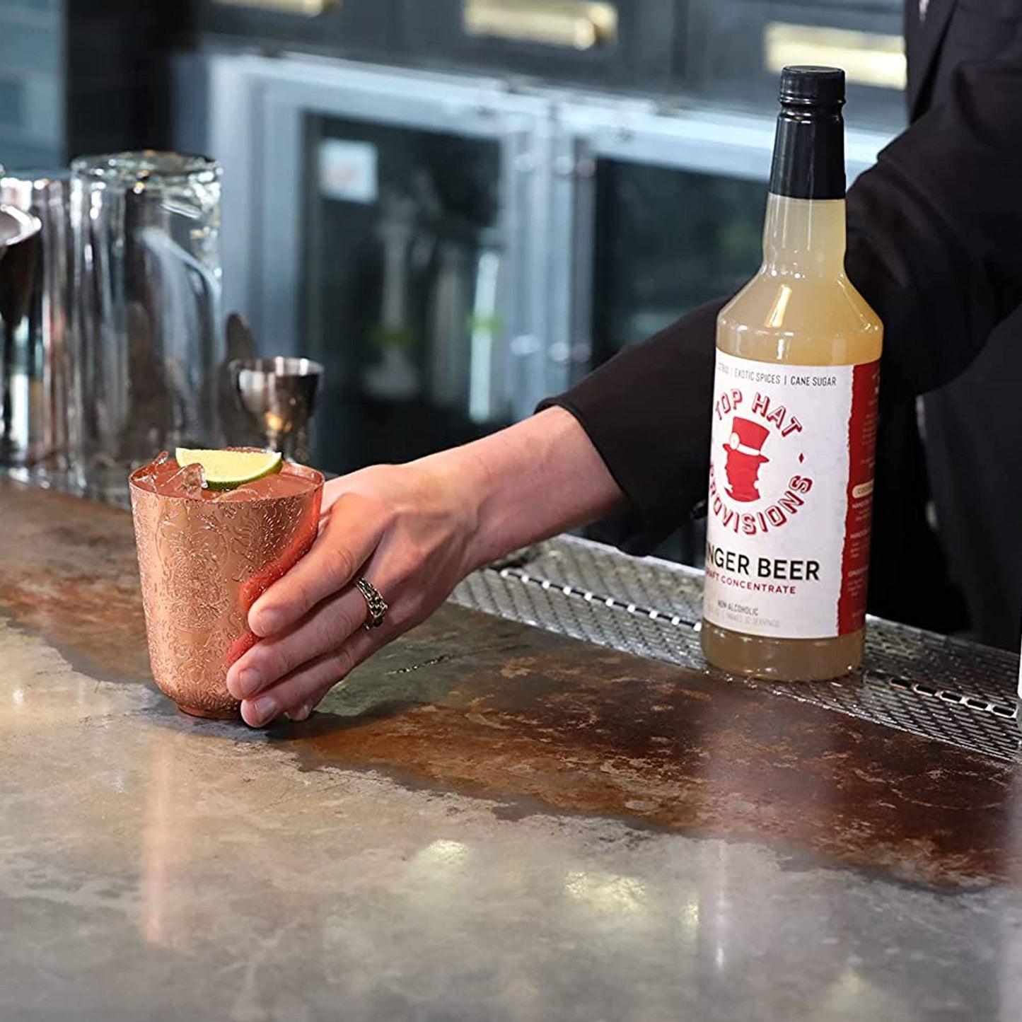 Top Hat Original Ginger Malt-Inspired Syrup - Spicy Ginger Syrup For Soda Makers - Makes 32 Craft Sodas, Cocktails, Mules Or Mocktails - Compatible With Sodastream - 32Oz Bottle