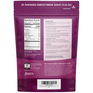 Judees 6X Powdered Confectioners Sugar 11.25 oz - 100% Non-GMO, Gluten-Free, and Nut-Free - 6X Size Perfect for Icings, Frosting