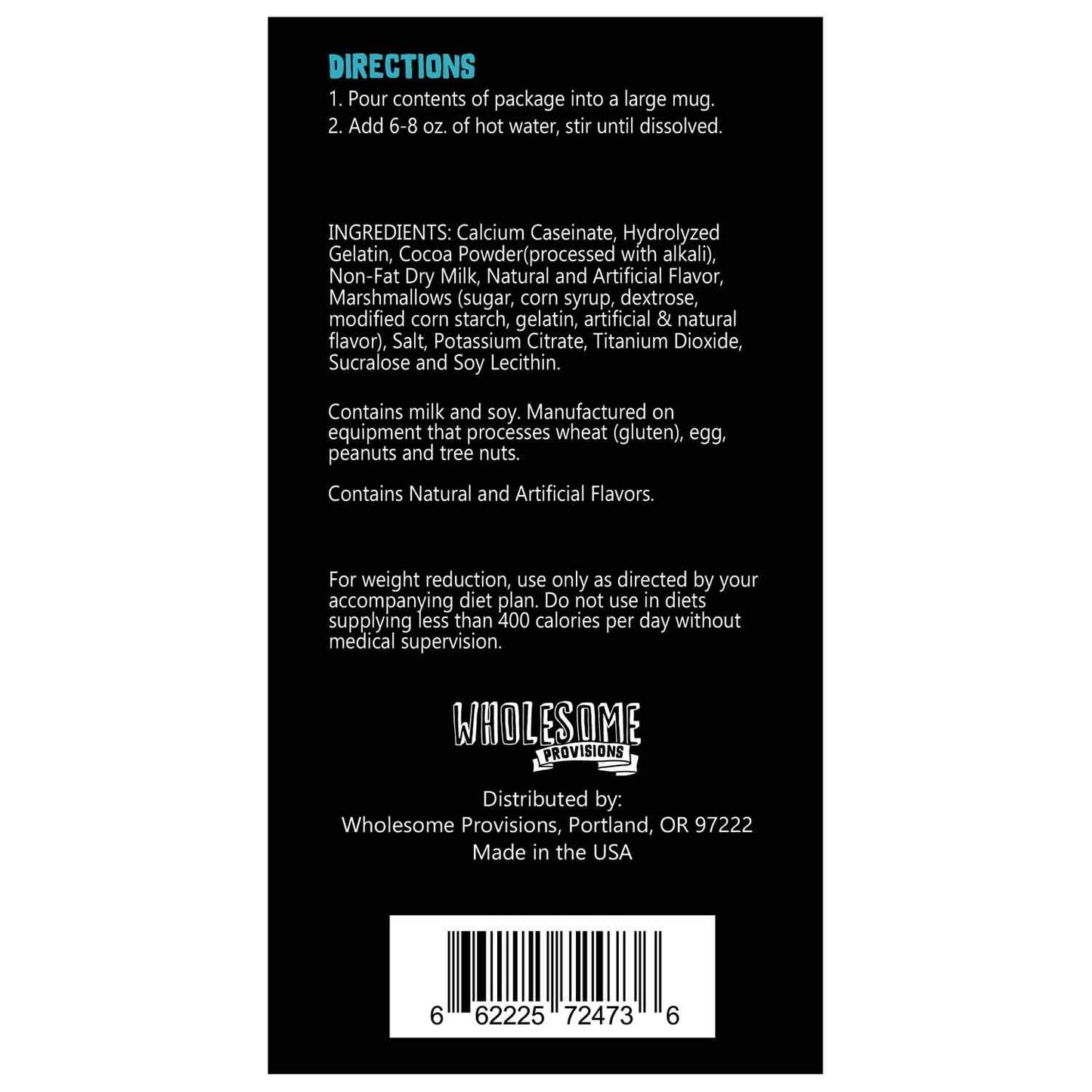 Wholesome Provisions Protein Hot Chocolate Mix, Low Carb, 15g Protein, 2g Net Carbs, 0.88 Oz (Pack of 7)