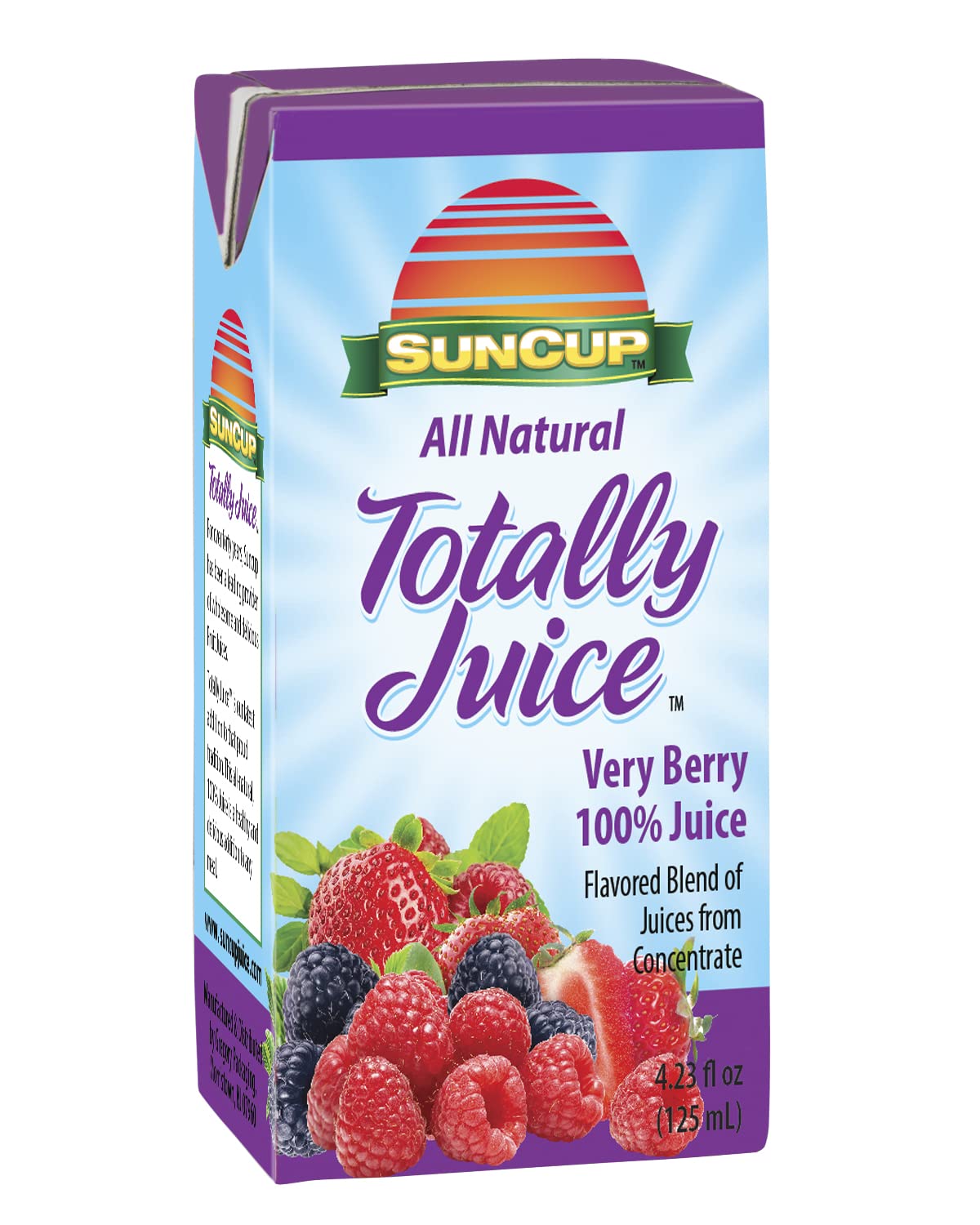 SunCup Totally Juice - 40 Pack / 4.23 oz Juice Box w/Straw (Very Berry 100% Juice)