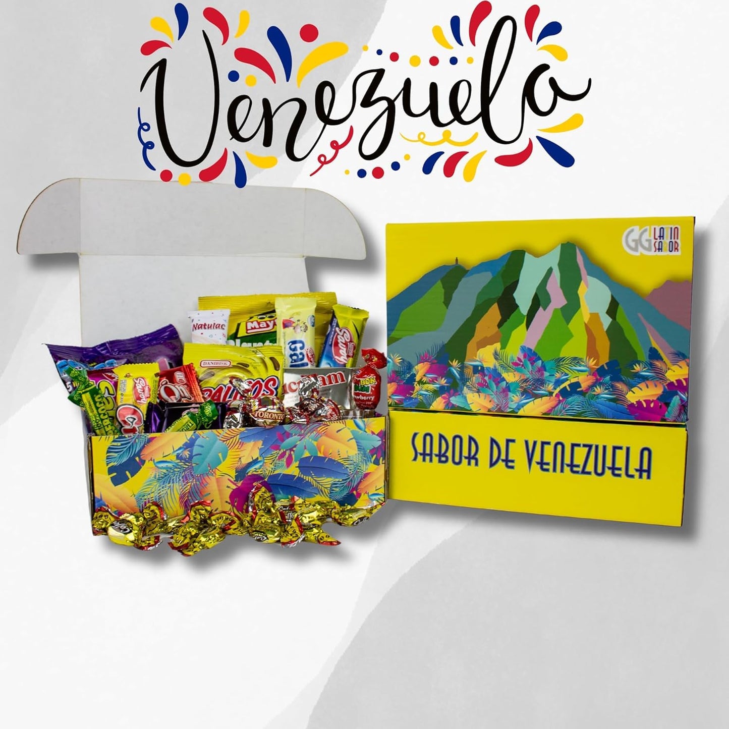 GG LATIN SABOR Venezuela Candy Box - Assorted Cookies, Chips & Candies Mix - International Snack Gift Crate for Holidays & Birthdays