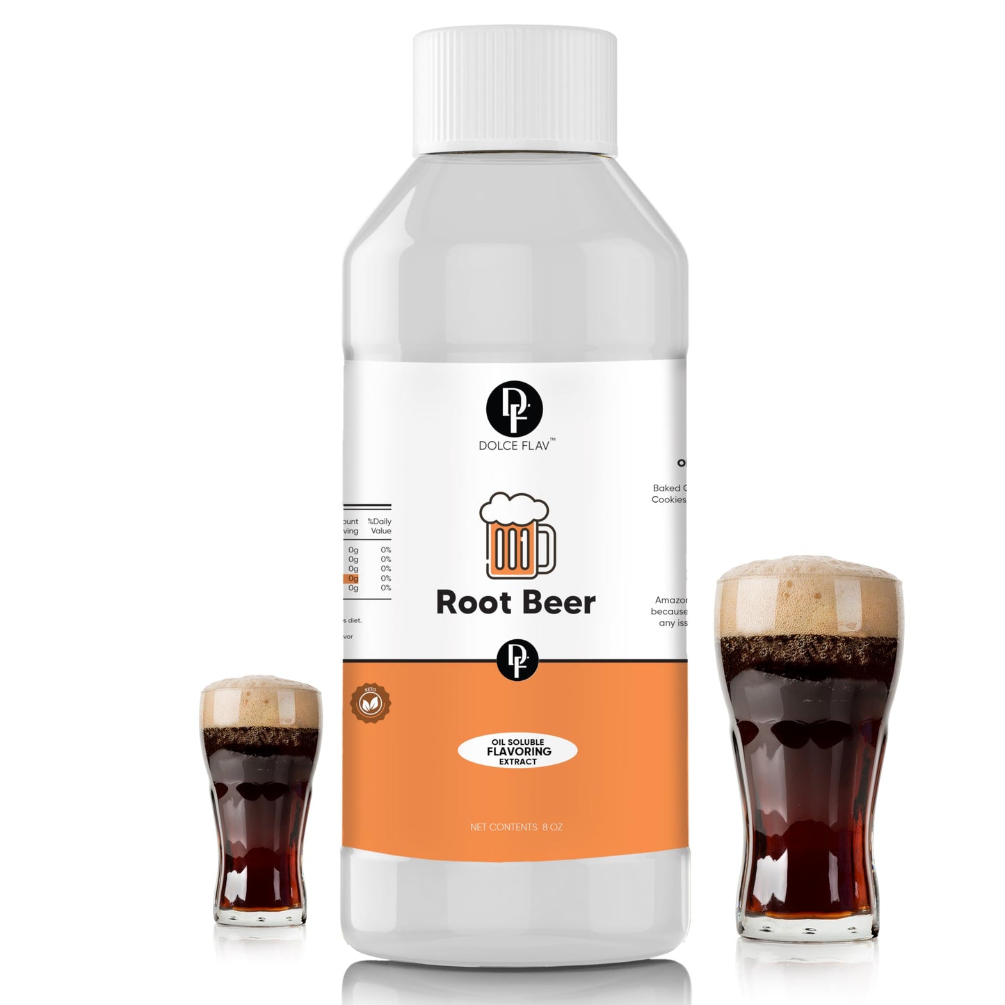 Dolce Flav Root Beer Extract - Oil-Soluble, Sugar-Free Flavoring for Baking & Desserts - 8 Oz.