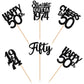 30Pcs Black 50Th Birthday Cupcake Toppers Glitter Fifty Happy 50Th Straight Outta 1974 Cupcake Picks For Cheers To 50 Years 50Th