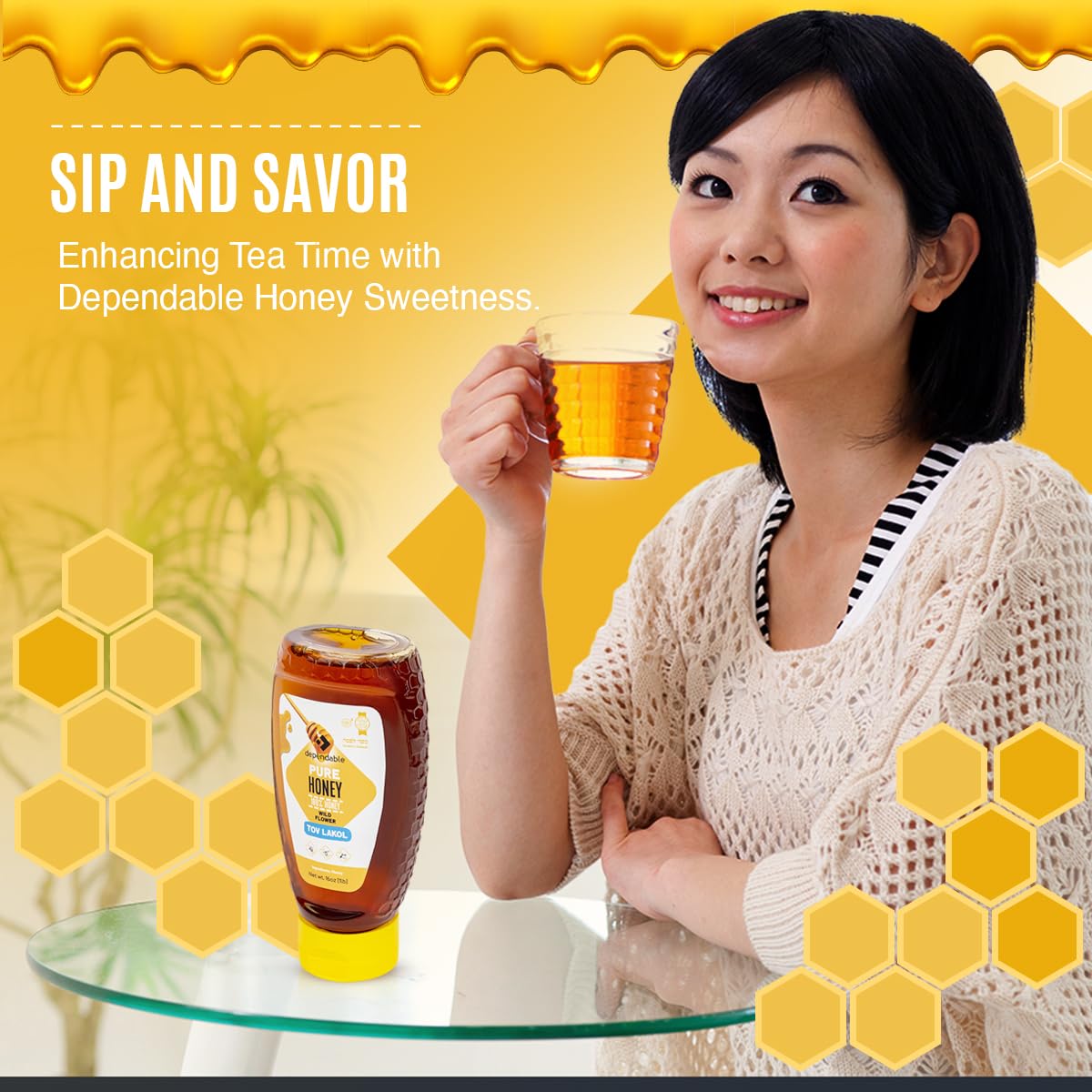 Dependable Food Raw Honey - 16 Oz. Squeeze Bottle - 100% Pure, Raw, All Natural, Wildflower Honey - Hive To Bottle