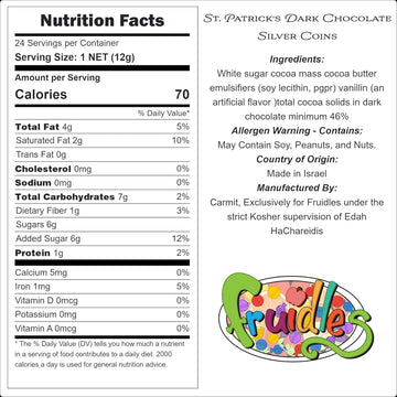 St. Patrick'S Chocolate Coins Dairy Free Dark Chocolate, Holiday Silver Coins, Kosher Certified Bittersweet Parve (200 Coins)