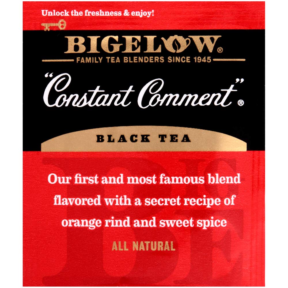 Bigelow Tea Constant Comment Spiced Black Tea, 28-Count Box, Full Caffeine, Foil-Wrapped Bags