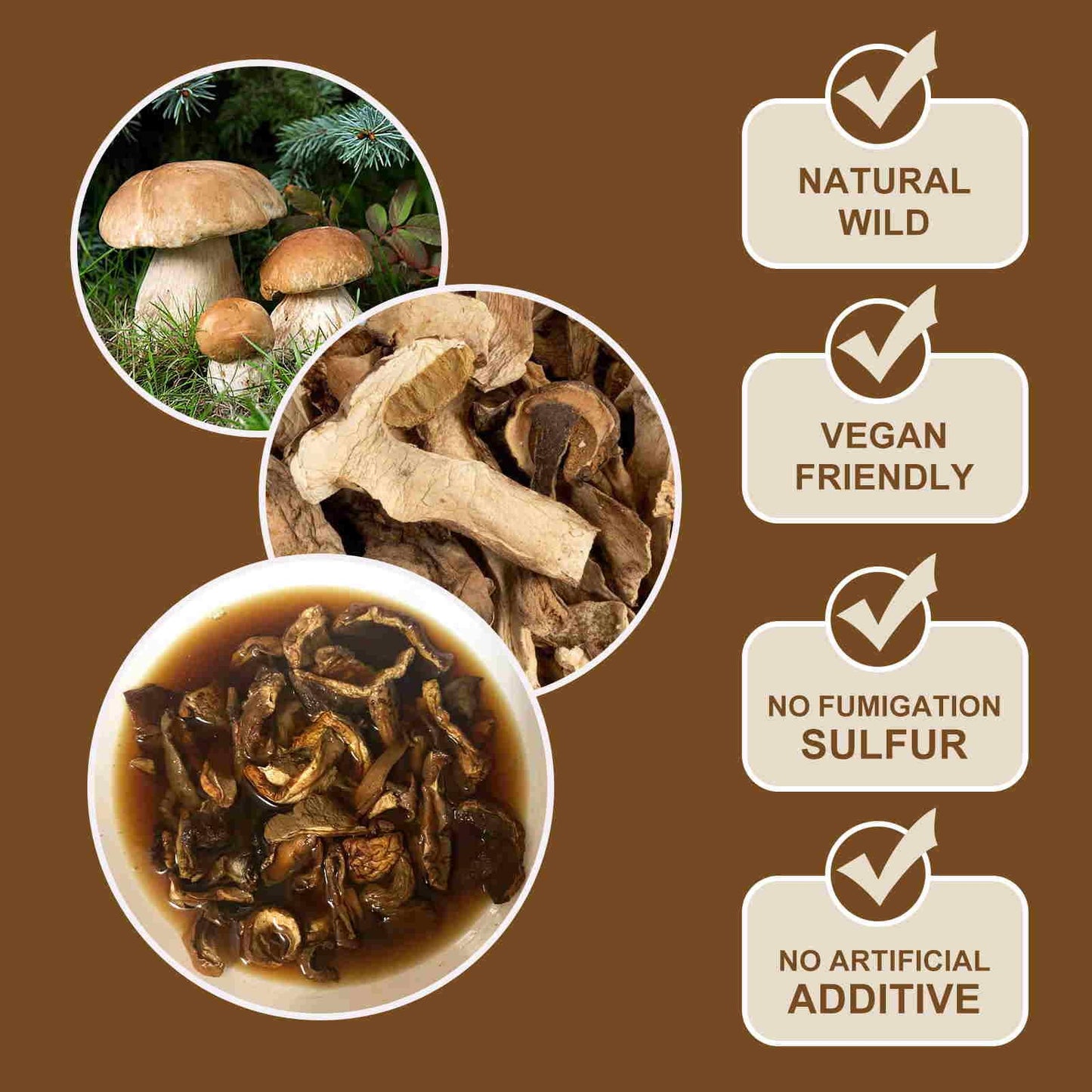 Jayuss Dried Porcini Mushrooms, Wild Sun Dried, 3 Oz - All Natural, Great for Risotto, Soups, and Sauces