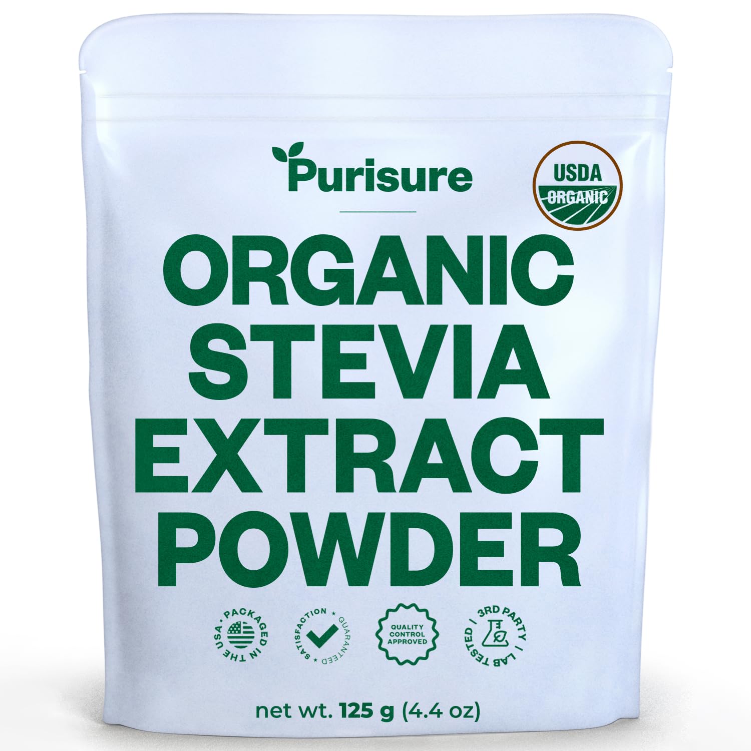 Purisure Stevia Concentrated Powder, Zero Calorie Sweetener, 125 g, Non-GMO, Keto Friendly, Natural for Baking