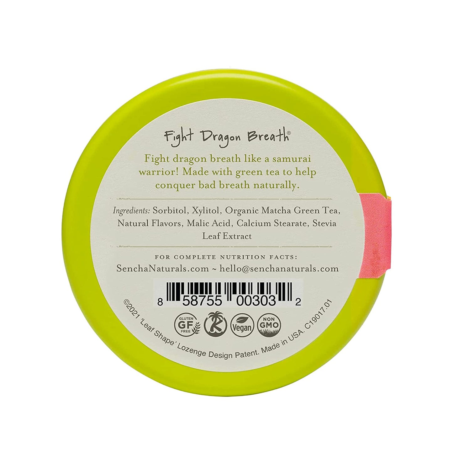 SEN CHA Naturals Green Tea Mints, Pink Dragonfruit, 1.2 oz (Pack of 1), Model 73638