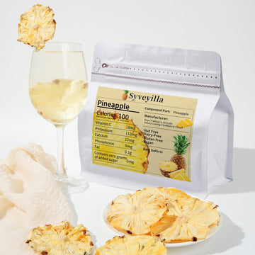 Syveyilla Dried Pineapple Slices - Dehydrated, 250g/8.82oz, 100% Natural, No Additives, Perfect for Cocktails, Baking, and Crafts