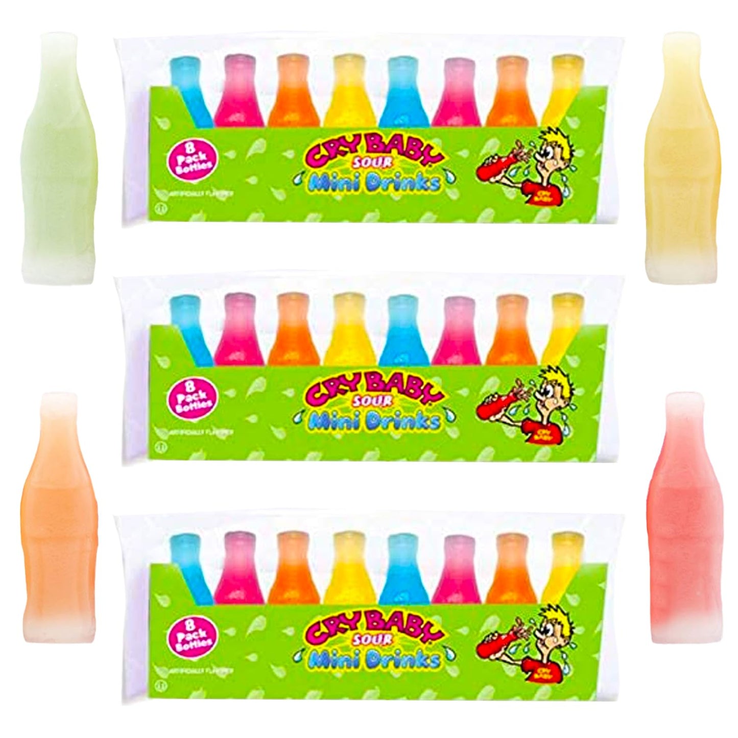Nik-L-Nip Cry Baby Sour Mini Drinks, 8 Count, Pack Of 3
