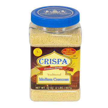 Crispa Premium Quality Traditional Medium Couscous - 32 oz (2Lb), All Natural Durum Wheat Semolina, Low in Fat Having No Cholest