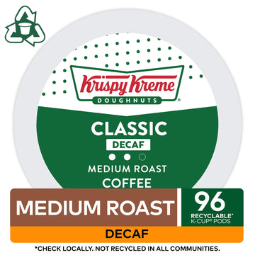 Krispy Kreme Classic Decaf Coffee, Keurig Single Serve K-Cup Pods, 96 Count (4 Packs Of 24)