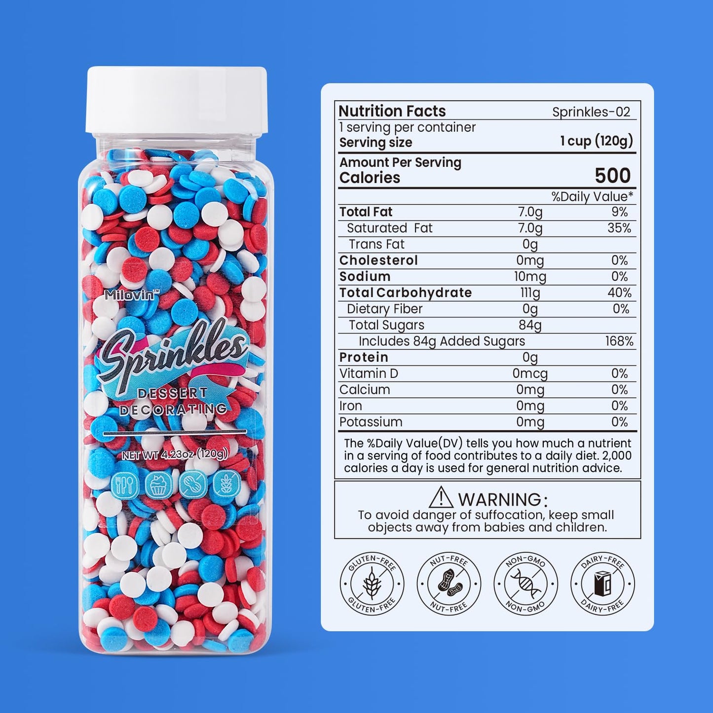 Edible Confetti Sprinkles For Cake Decorating, Red White And Blue Sprinkles, 4Th Of July, Patriotic Confetti For Cake, Cupcakes,