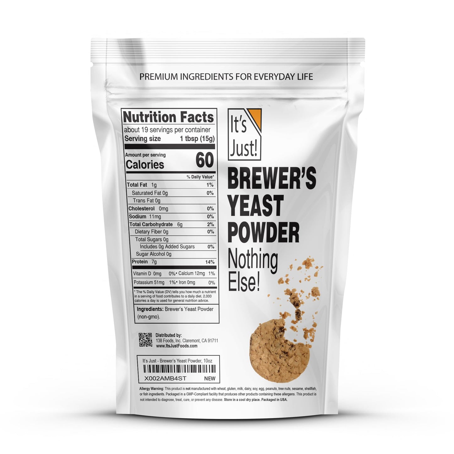 Its Just! malt-inspired Yeast Powder for Baking, 10oz, Keto-Friendly, Lactation Support