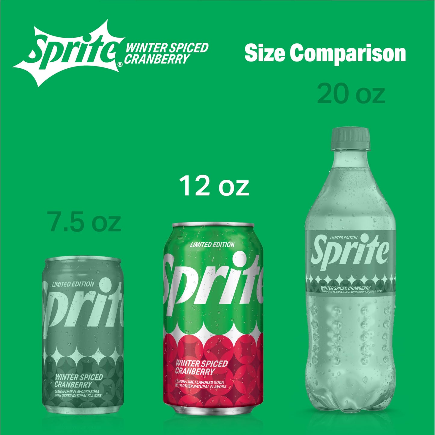 Sprite Winter Spiced Cranberry  Lemon-Lime and Cranberry Flavored Soda Pop Soft Drink  12 fl oz  12 Pack