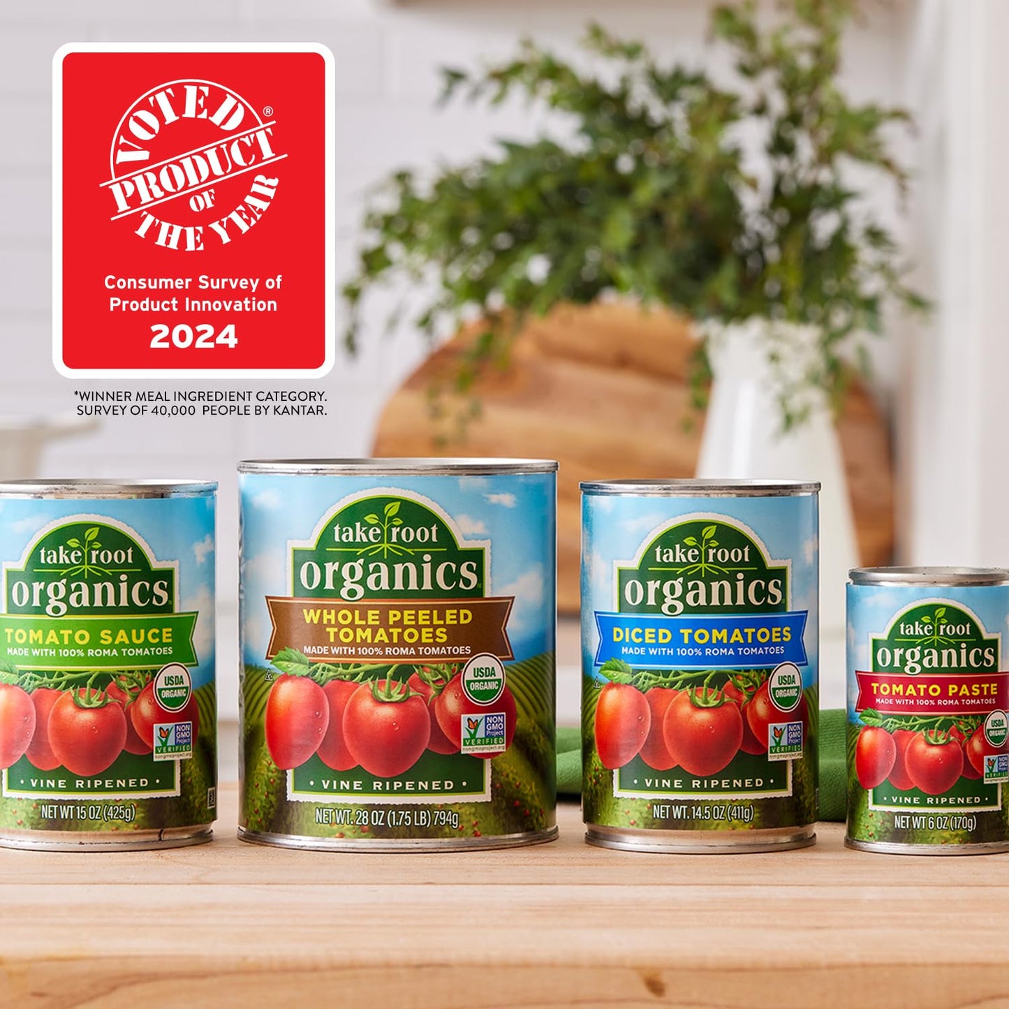 Take Root Organics No Salt Added Canned Organic Crushed Tomatoes, 28 oz Can (Pack of 6 Cans)