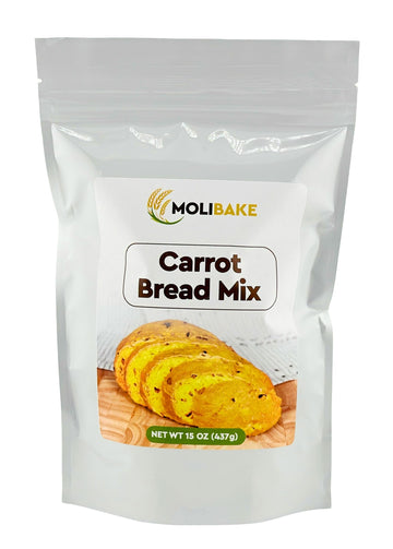Molibake Carrot Bread Mix - All-Natural Baking Mix for Bread Machine and Oven - 15 oz Mix with Dried Carrots, Oat Flakes, Sunflo