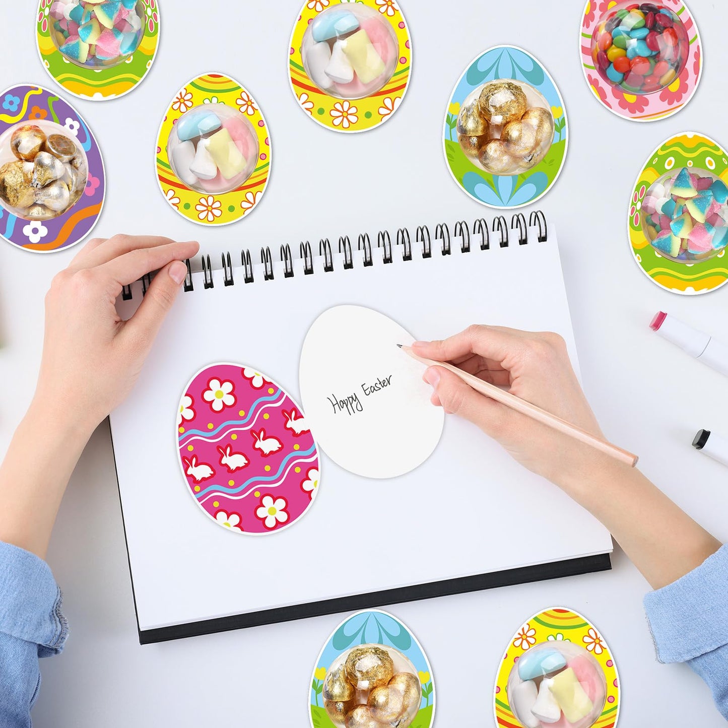 Motiskyy 30 Pack Easter Candy Fillable Card With Clear Candy Domes Chocolate Holder Cards For Easter Hunt Treat Gift Rewards Sur