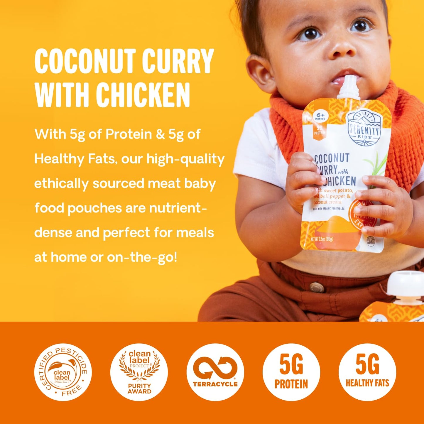Serenity Kids 6+ Months World Explorers Baby Food Pouches Puree Made With Ethically Sourced Meats & Organic Veggies | 3.5 Ounce