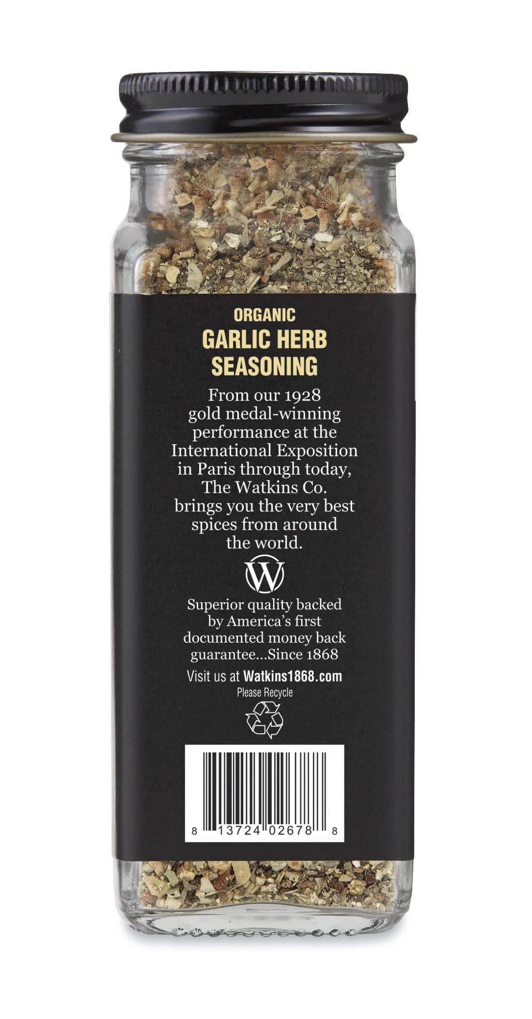 Watkins Gourmet Organic Spice Jar, Garlic Herb, 2.9 Oz, 1 Count