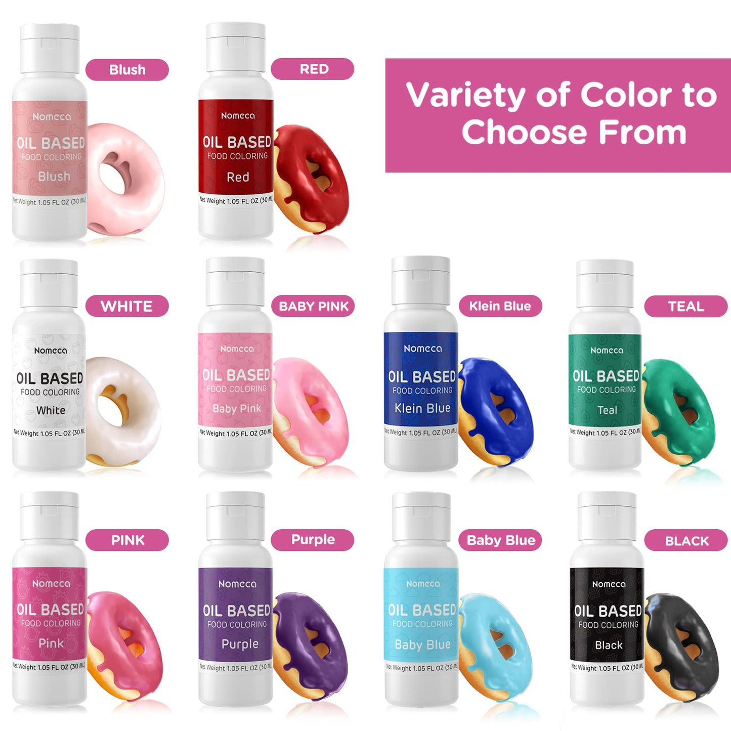 Oil Based Food Coloring For Chocolate - 30 Milliliters Upgraded Pink Oil Food Color For Baking Cake Decorating, Edible Food Dye