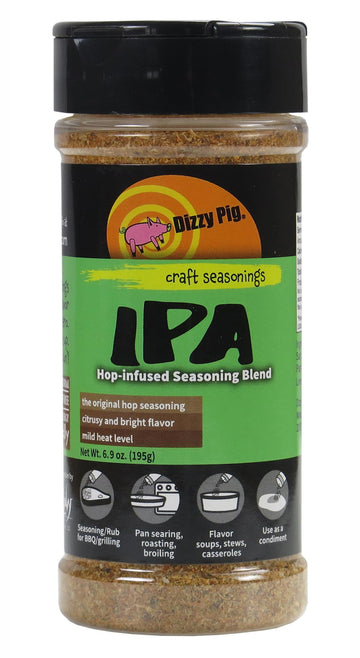 Dizzy Pig IPA Hop-Infused Seasoning Rub Blend (8oz Shaker) - Seasons 30+lbs of Food - Hand Made in the USA - MSG Free, Gluten Fr