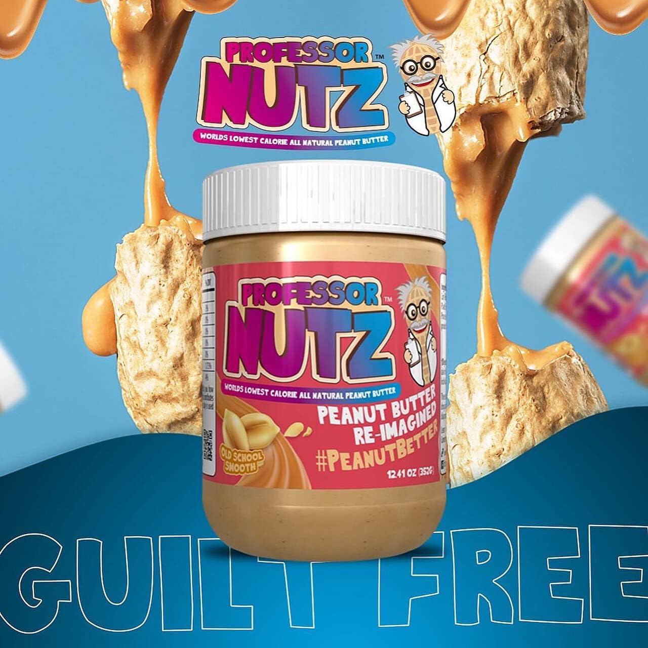 Professor Nutz Organic Peanut Butter, Low Calorie, 30 Essential Vitamins, 12.41 Ounce, Natural Peanut Butter